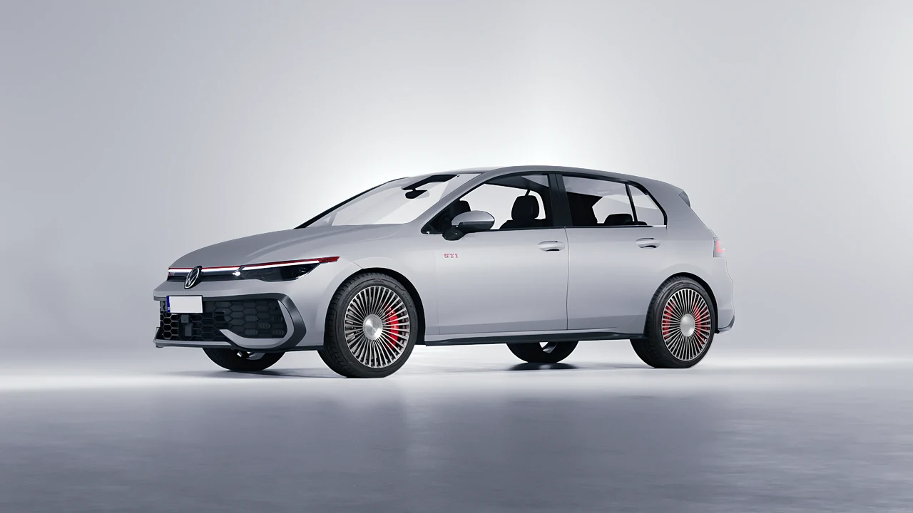 Volkswagen Golf GTI 2024 on RDB LA 50 forged wheels, front three-quarter view