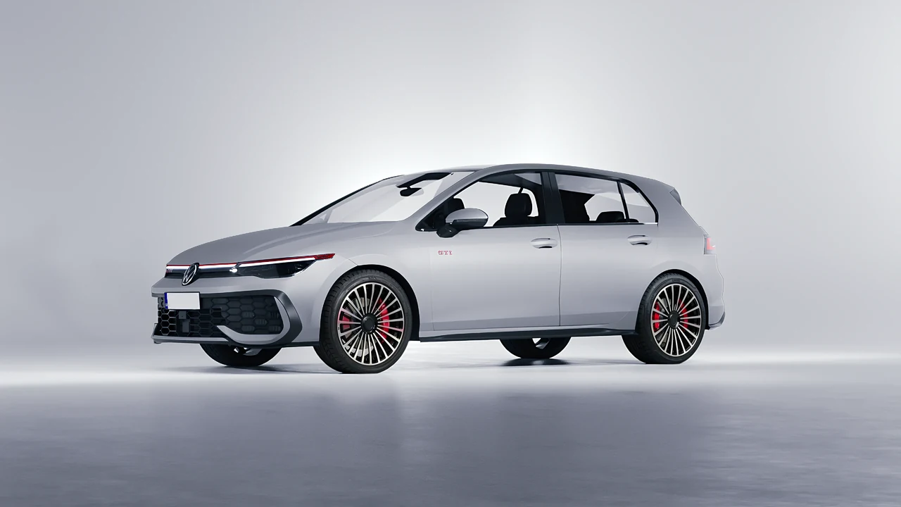 Volkswagen Golf GTI 2024 on RDB LA Twenty Three forged wheels, front three-quarter view