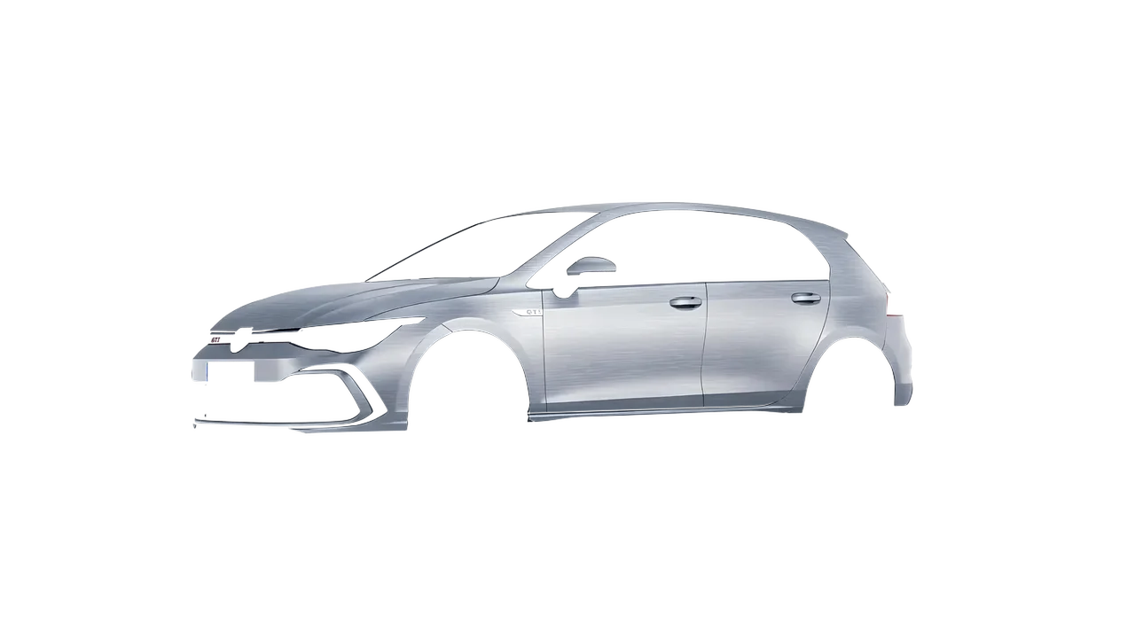 Volkswagen Golf GTI 5 Door 2020 wrapped in Brushed Aluminum (Avery Dennison SW900-812-X), front three-quarter view