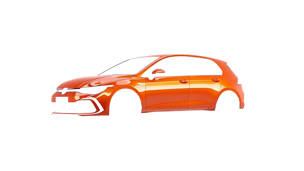 Volkswagen Golf GTI 5 Door 2020 wrapped in Fiery Orange (3M G364), front three-quarter view