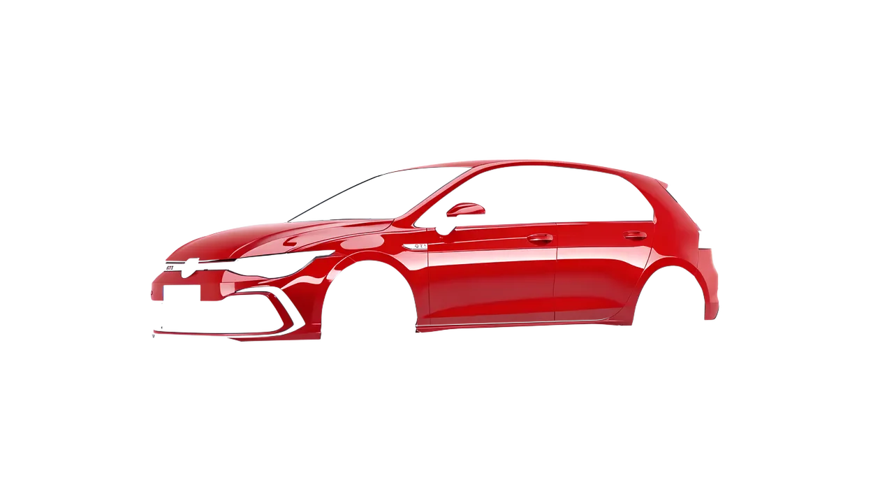 Volkswagen Golf GTI 5 Door 2020 wrapped in Hot Rod Red (3M G13), front three-quarter view