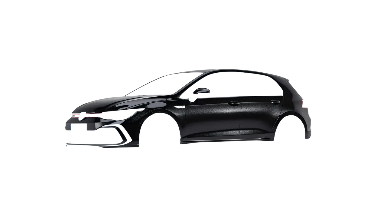 Volkswagen Golf GTI 5 Door 2020 wrapped in Mystery Black (Avery Dennison SW900-184-M), front three-quarter view