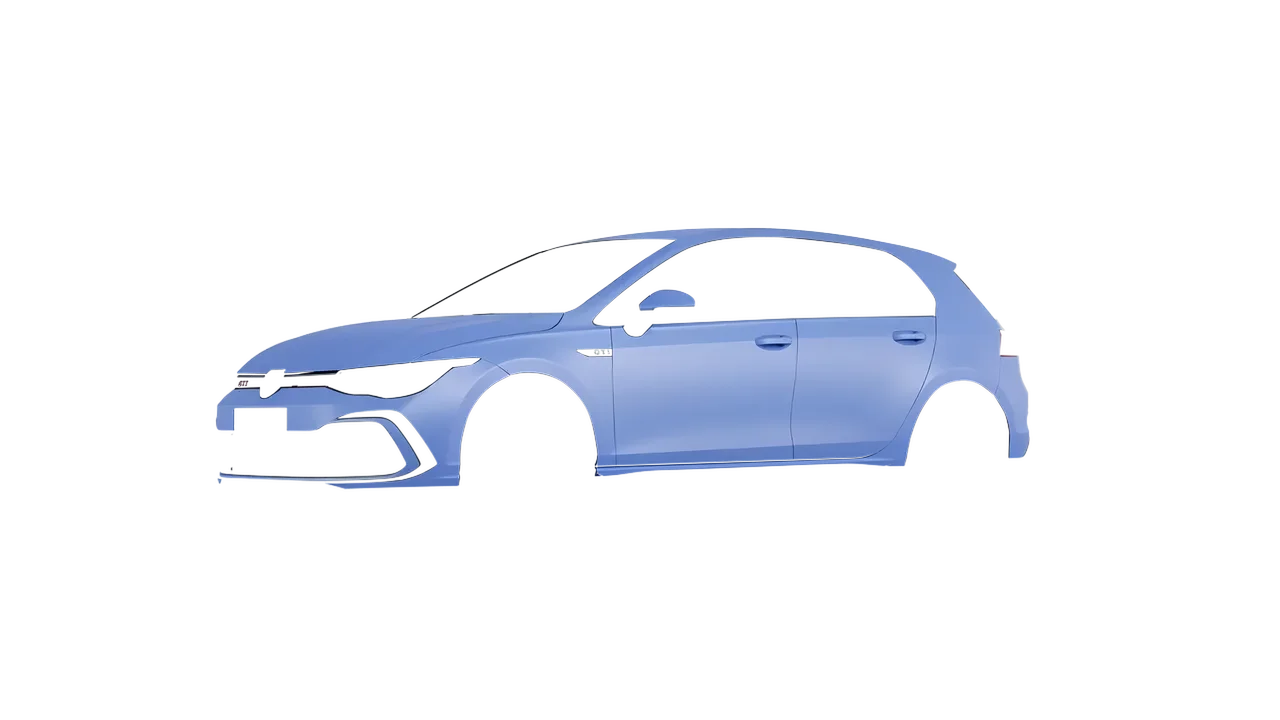 Volkswagen Golf GTI 5 Door 2020 wrapped in Dreamline Blue (Avery Dennison SW900-616-O), front three-quarter view