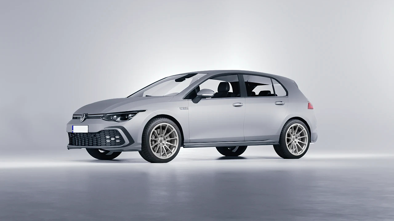 Volkswagen Golf GTI 5 Door 2020 on HRE Performance Wheels 303M forged wheels, front three-quarter view