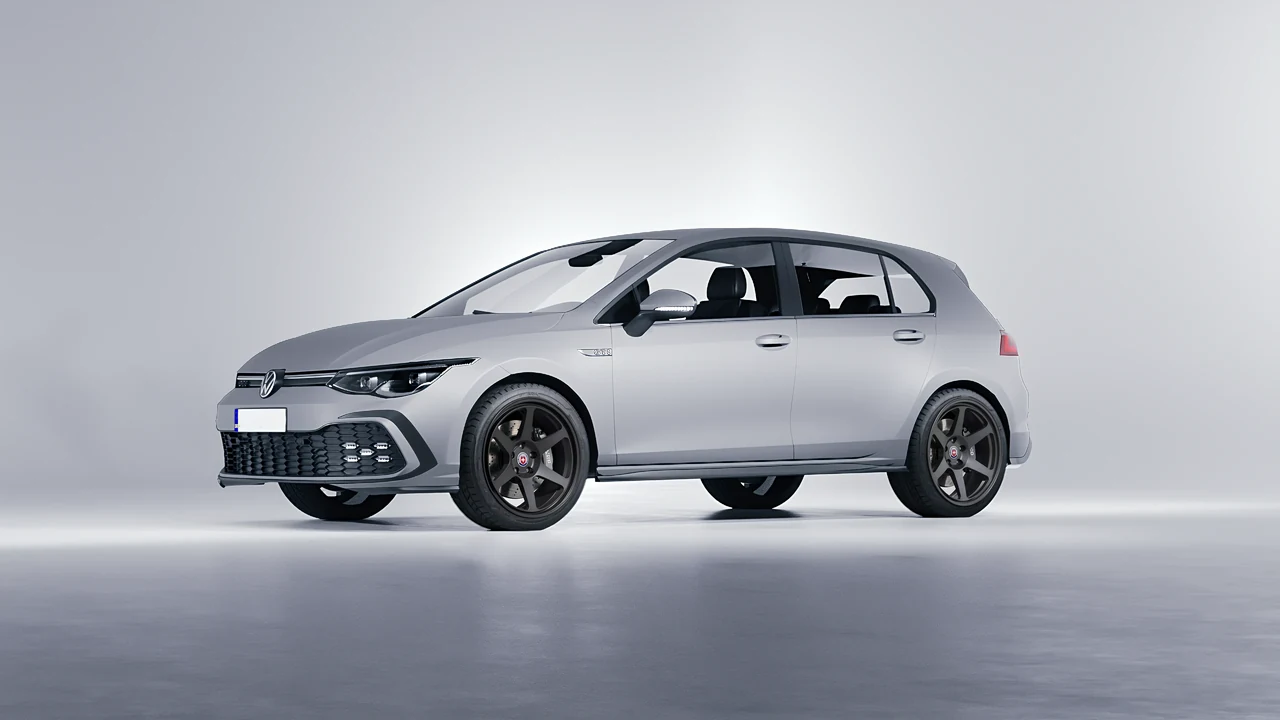 Volkswagen Golf GTI 5 Door 2020 on HRE Performance Wheels 306-GT forged wheels, front three-quarter view