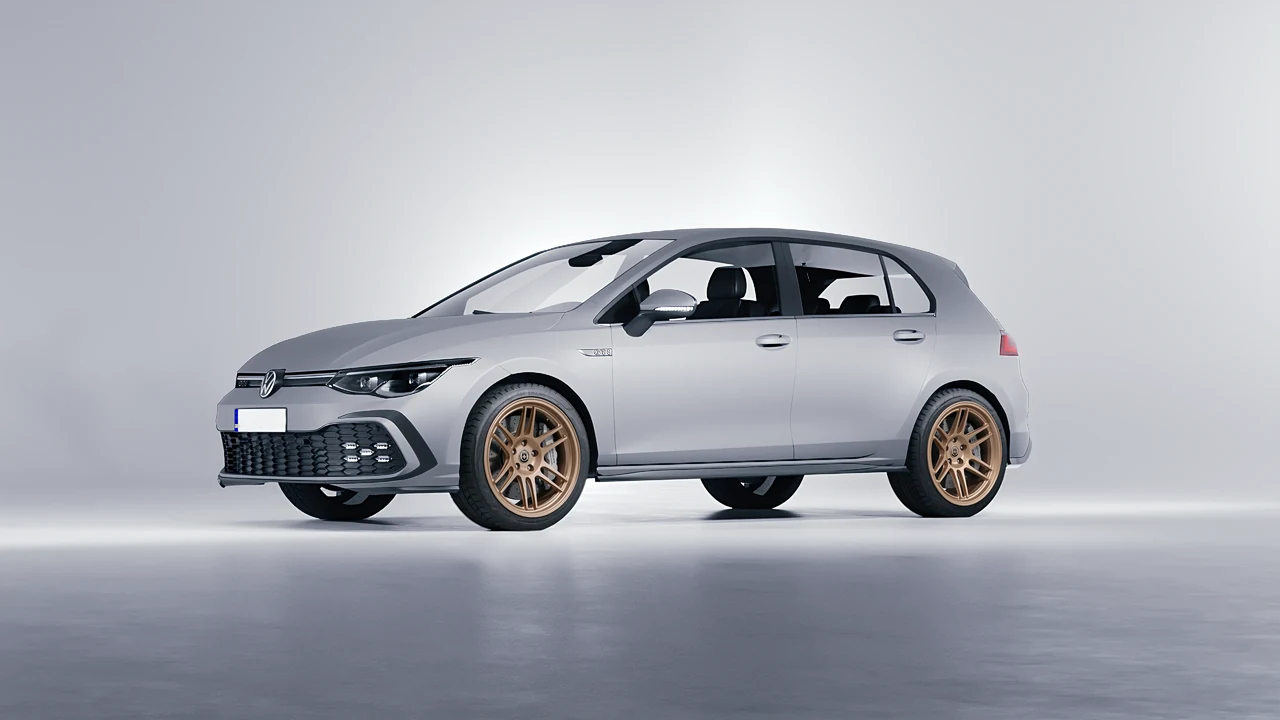 Volkswagen Golf GTI 5 Door 2020 on HRE Performance Wheels 312-GTS forged wheels, front three-quarter view