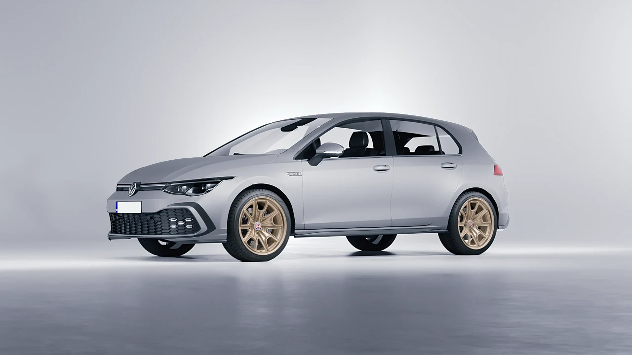 Volkswagen Golf GTI 5 Door 2020 on HRE Performance Wheels 427M forged wheels, front three-quarter view