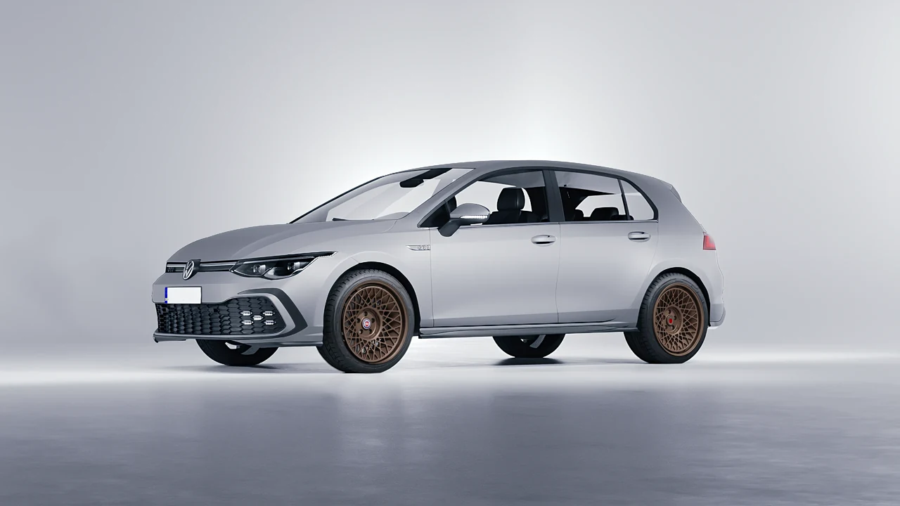 Volkswagen Golf GTI 5 Door 2020 on HRE Performance Wheels 501-GTM forged wheels, front three-quarter view