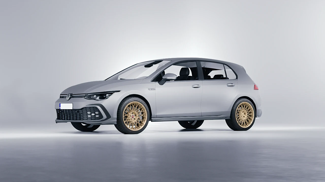 Volkswagen Golf GTI 5 Door 2020 on HRE Performance Wheels 501M forged wheels, front three-quarter view