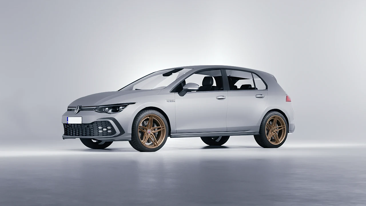 Volkswagen Golf GTI 5 Door 2020 on HRE Performance Wheels S107SC forged wheels, front three-quarter view