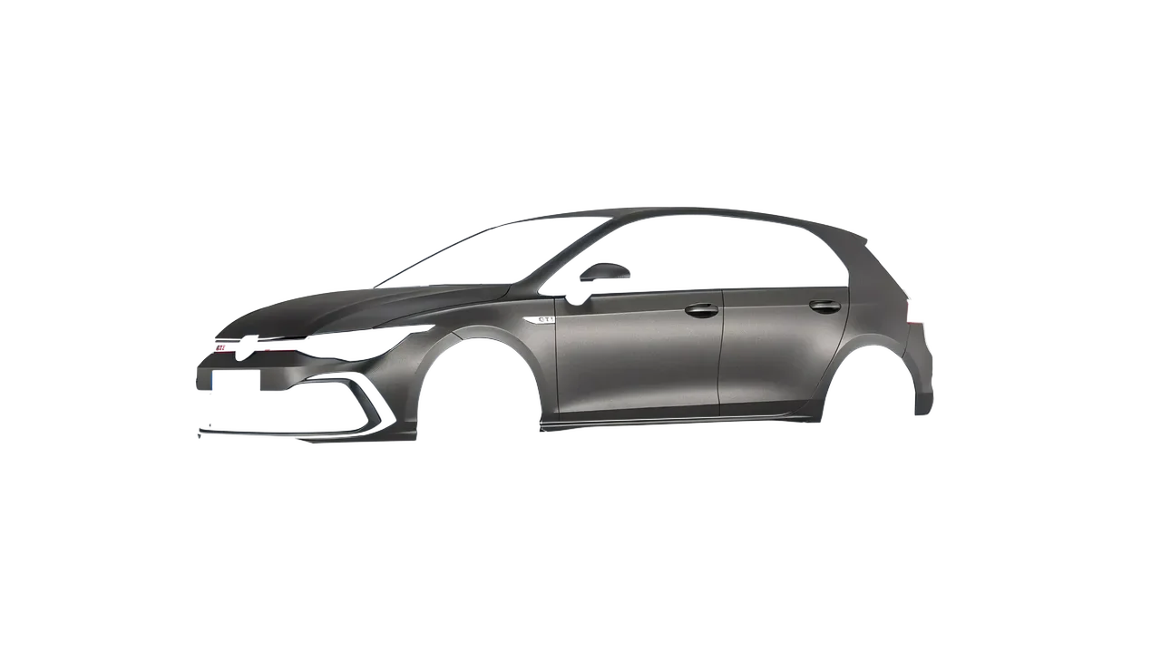 Volkswagen Golf GTI 5 Door 2020 wrapped in Black Rock Grey (Avery Dennison SW900-823-M), front three-quarter view