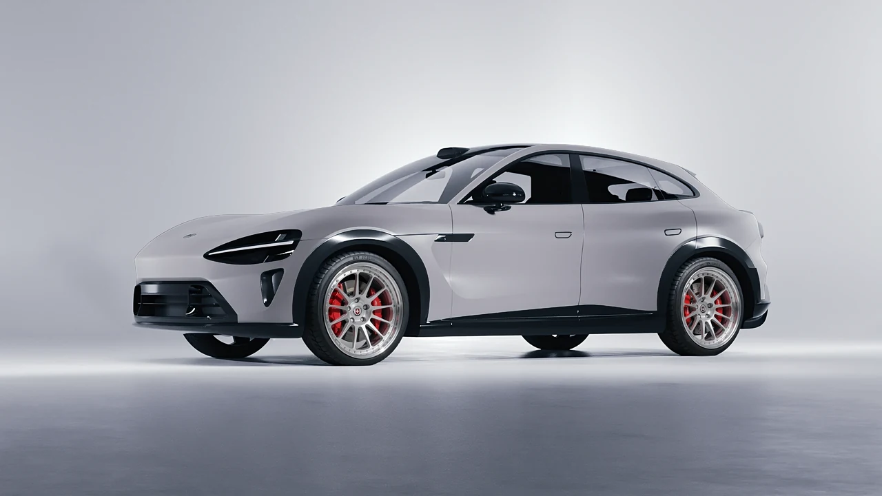 Xiaomi YU7 2025 on HRE Performance Wheels 303 forged wheels, front three-quarter view
