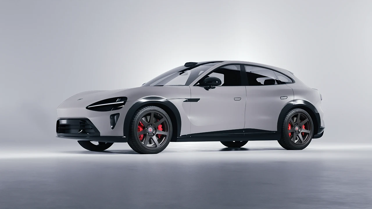 Xiaomi YU7 2025 on HRE Performance Wheels 307-GT forged wheels, front three-quarter view