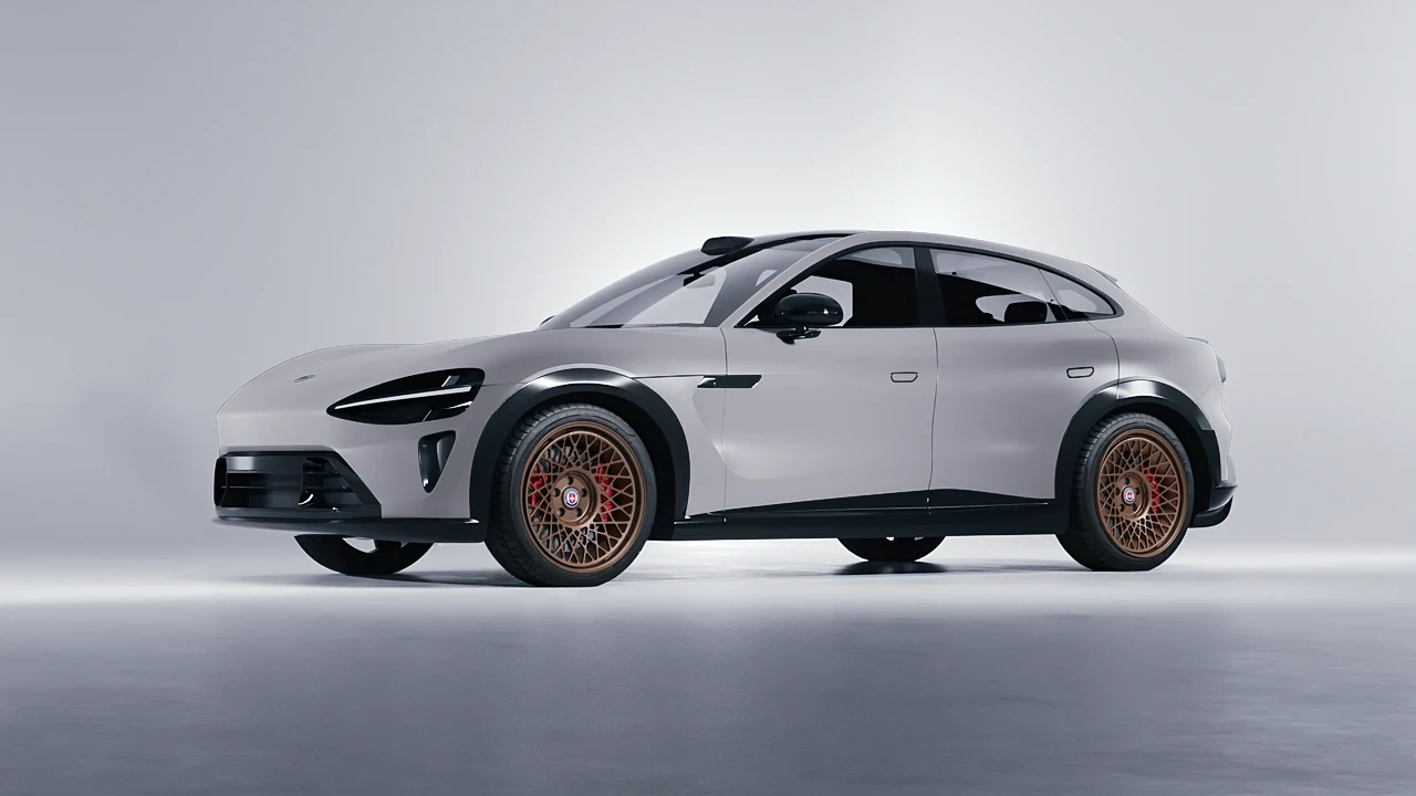 Xiaomi YU7 2025 on HRE Performance Wheels 501-GTM forged wheels, front three-quarter view