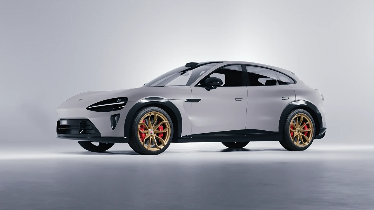 Xiaomi YU7 2025 on HRE Performance Wheels S201H forged wheels, front three-quarter view