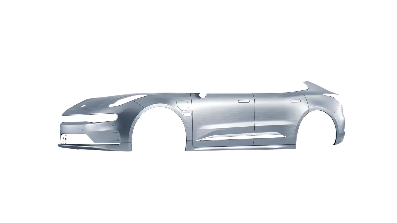 Zeekr 001 2025 wrapped in Brushed Aluminum (Avery Dennison SW900-812-X), front three-quarter view