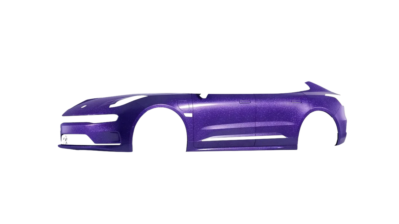 Zeekr 001 2025 wrapped in Purple (Avery Dennison SW900-587-D), front three-quarter view