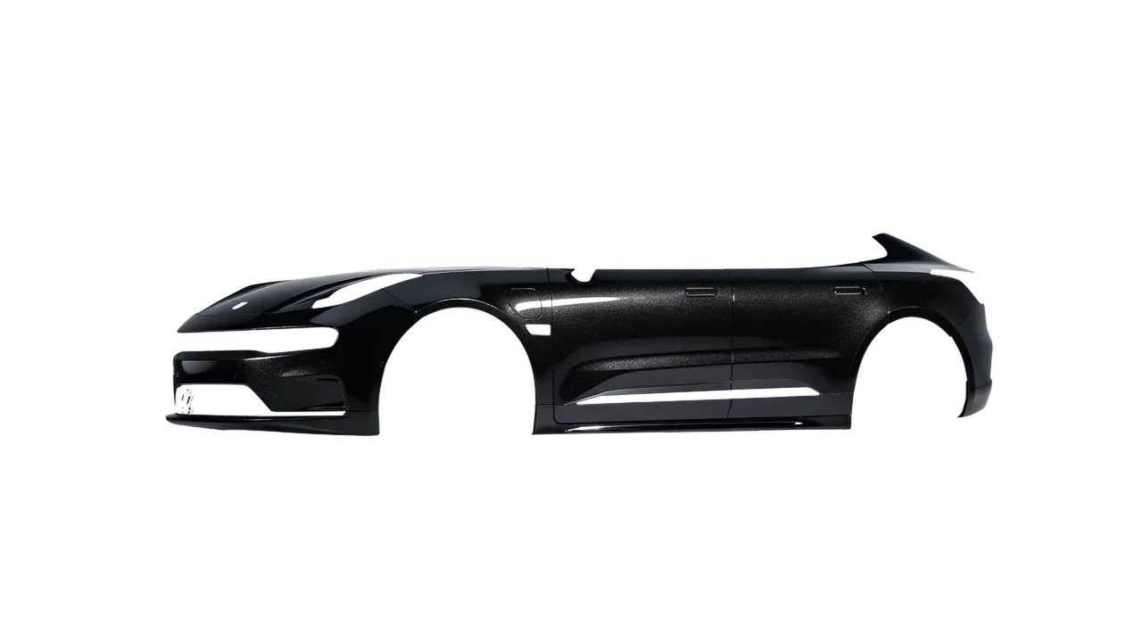 Zeekr 001 2025 wrapped in Mystery Black (Avery Dennison SW900-184-M), front three-quarter view