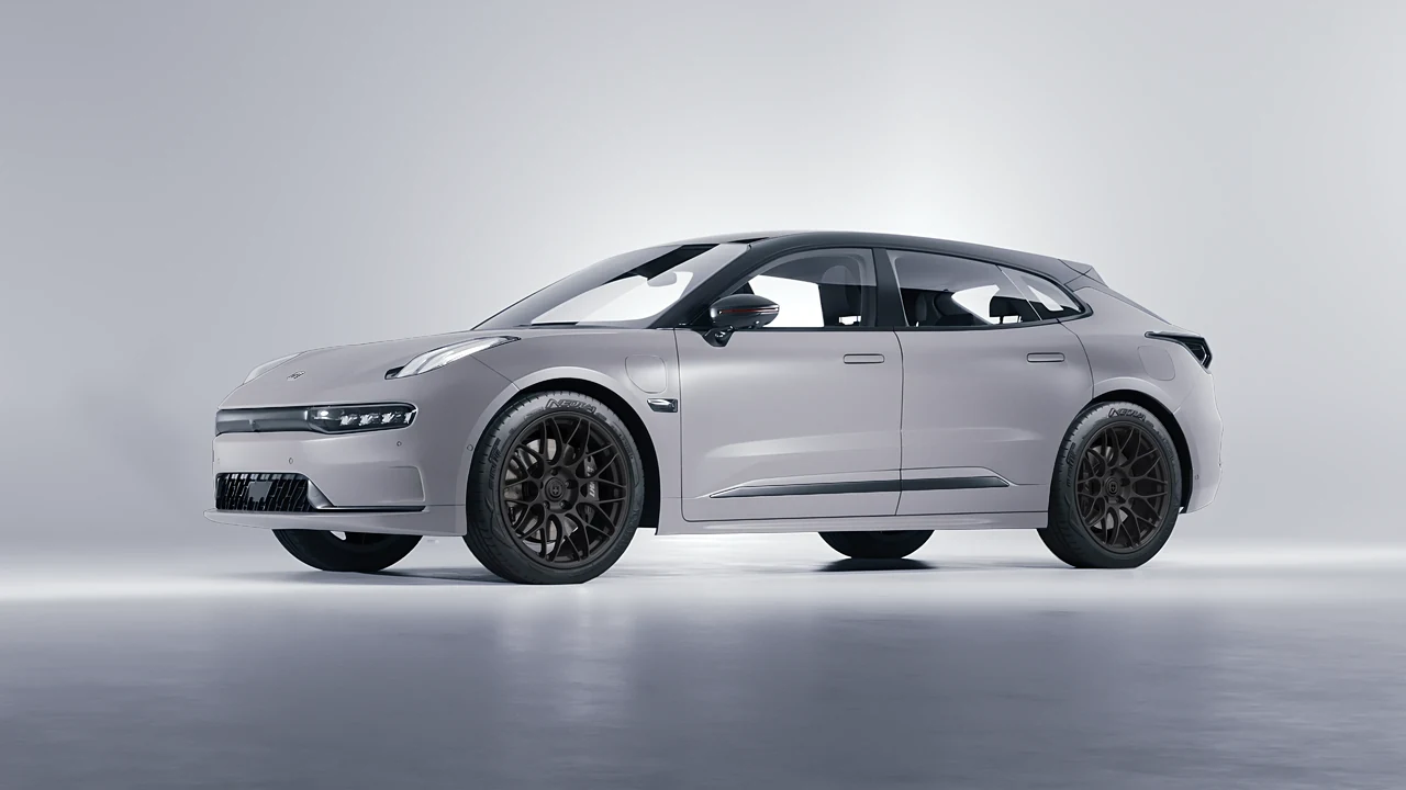 Zeekr 001 2025 on HRE Performance Wheels RC100 forged wheels, front three-quarter view