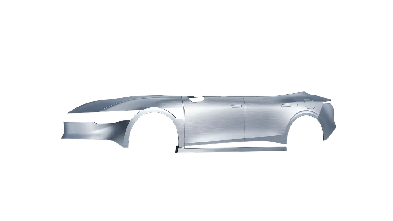 Zeekr 007 2025 wrapped in Brushed Aluminum (Avery Dennison SW900-812-X), front three-quarter view