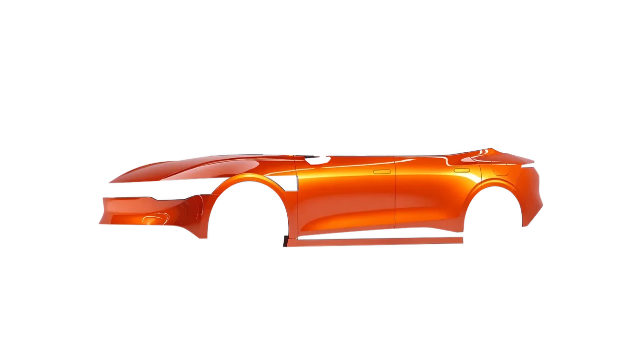 Zeekr 007 2025 wrapped in Fiery Orange (3M G364), front three-quarter view