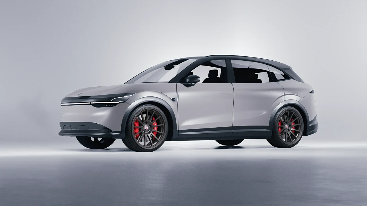 Zeekr 7X 2025 on HRE Performance Wheels 313-GT forged wheels, front three-quarter view