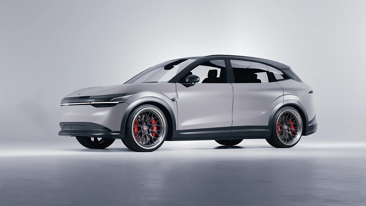 Zeekr 7X 2025 on HRE Performance Wheels 520 forged wheels, front three-quarter view