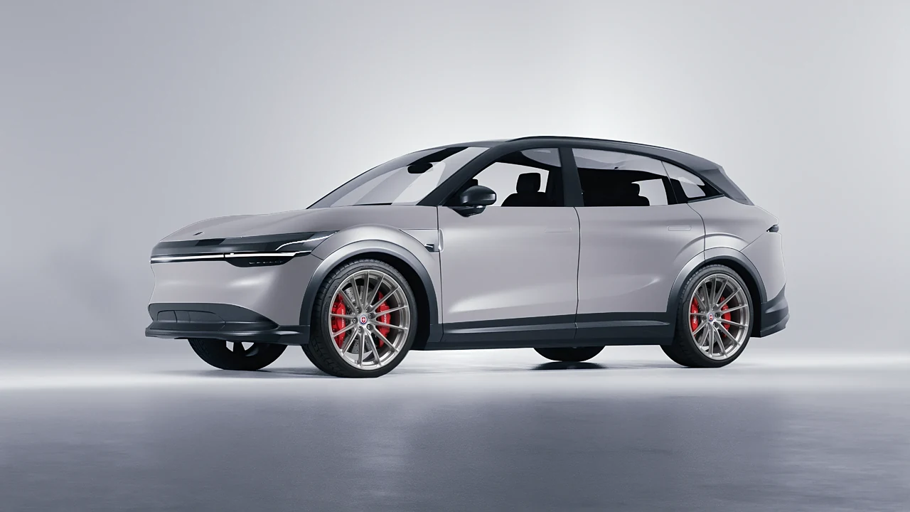 Zeekr 7X 2025 on HRE Performance Wheels P103SC forged wheels, front three-quarter view