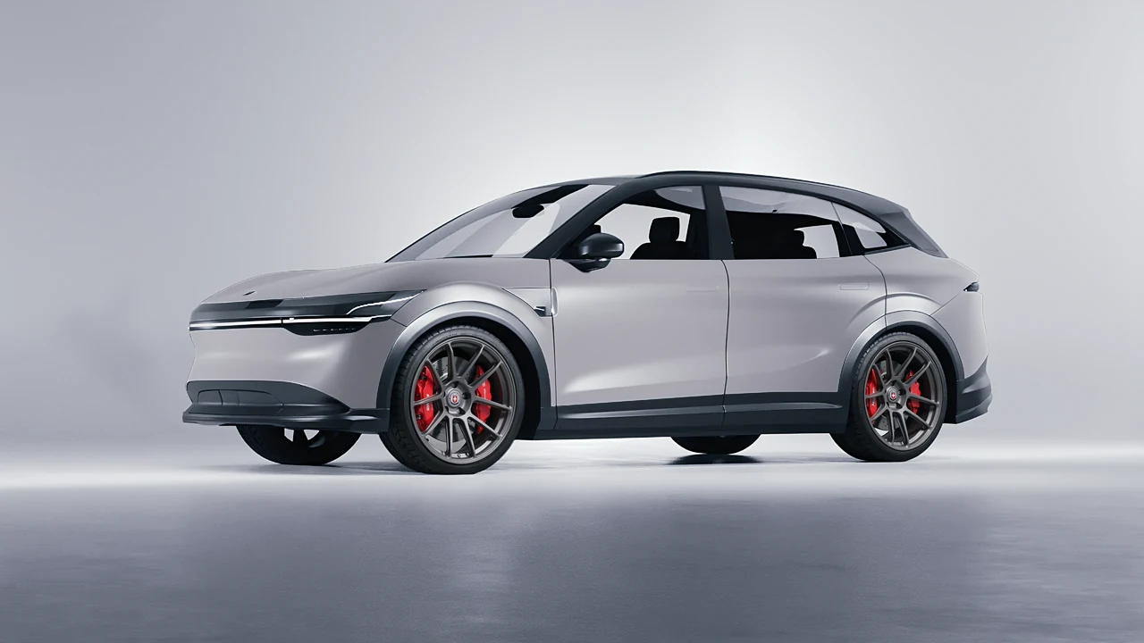 Zeekr 7X 2025 on HRE Performance Wheels RC104 forged wheels, front three-quarter view
