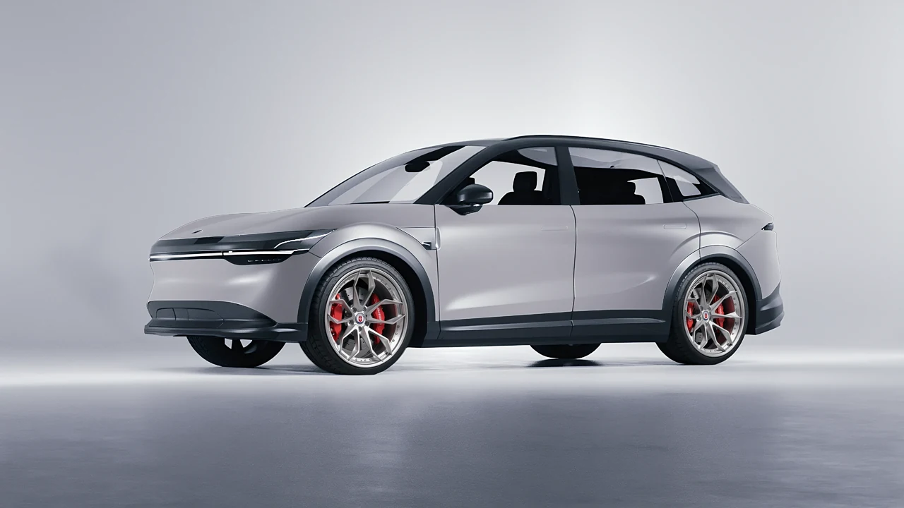 Zeekr 7X 2025 on HRE Performance Wheels S201 forged wheels, front three-quarter view