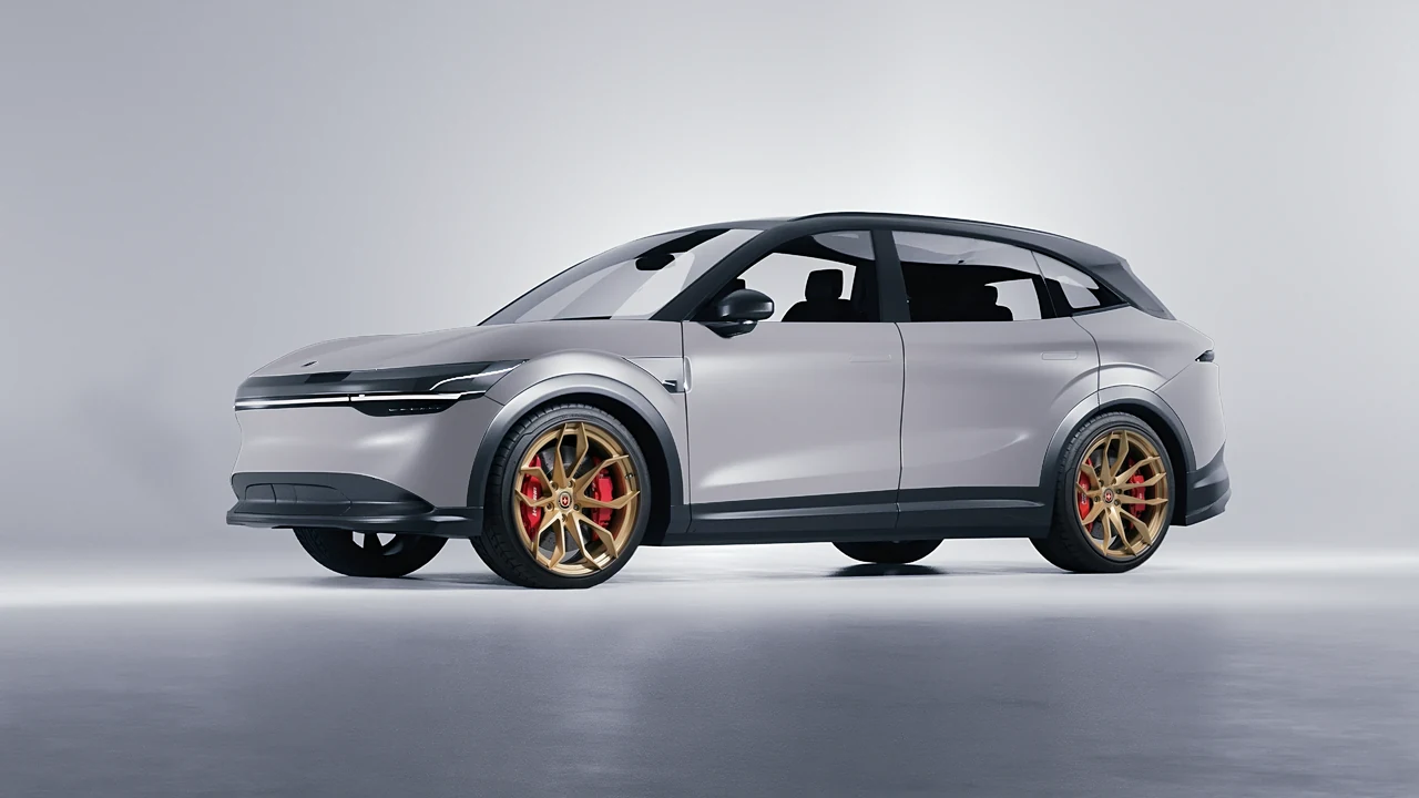 Zeekr 7X 2025 on HRE Performance Wheels S201H forged wheels, front three-quarter view