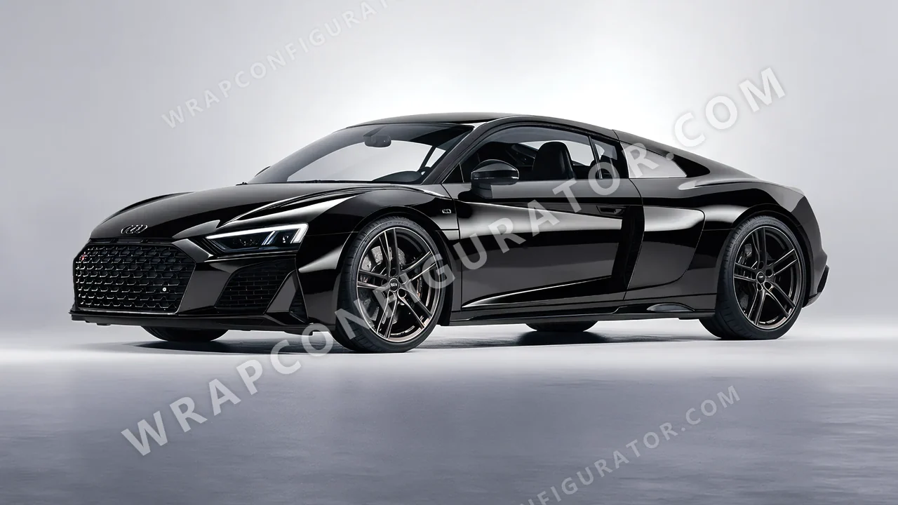 Black Audi R8 2022 wrapped in 3M Black HG212
