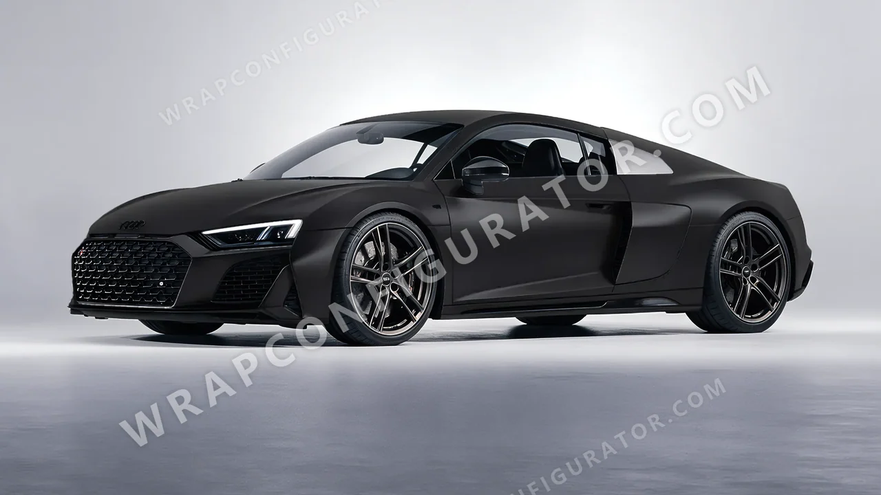 Black Audi R8 2022 wrapped in 3M Dead Matte Black DM12