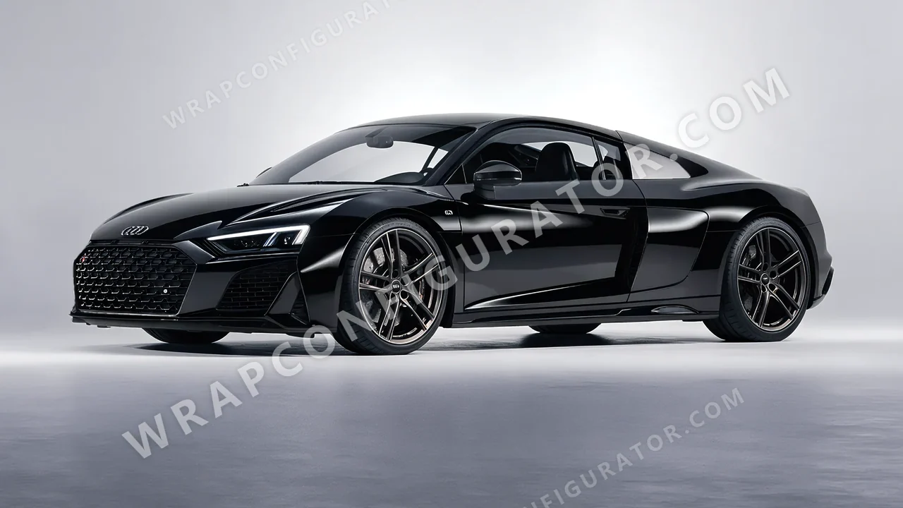 Black Audi R8 2022 wrapped in 3M Gloss Black G12