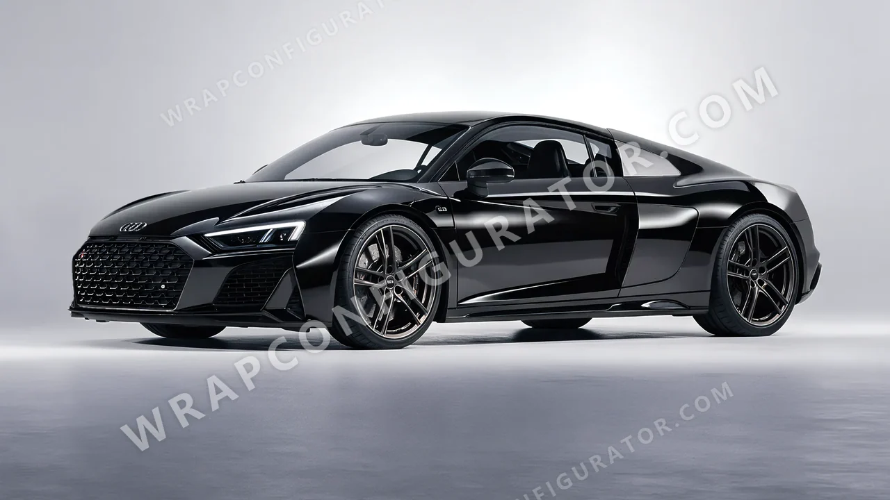 Black Audi R8 2022 wrapped in 3M Gloss Black Metallic G212
