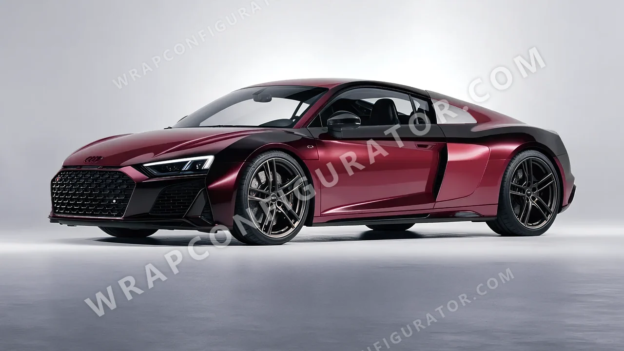 Black Audi R8 2022 wrapped in 3M Gloss Black Rose GP99