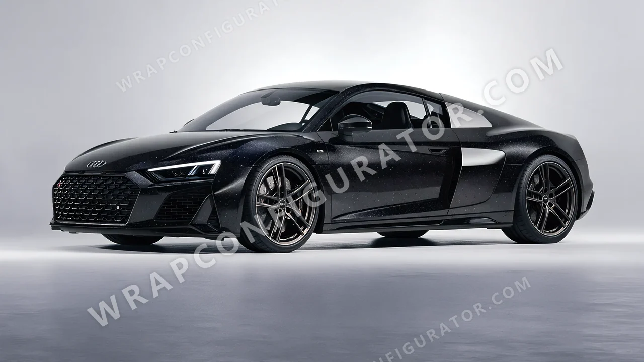 Black Audi R8 2022 wrapped in 3M Gloss Galaxy Black GP292
