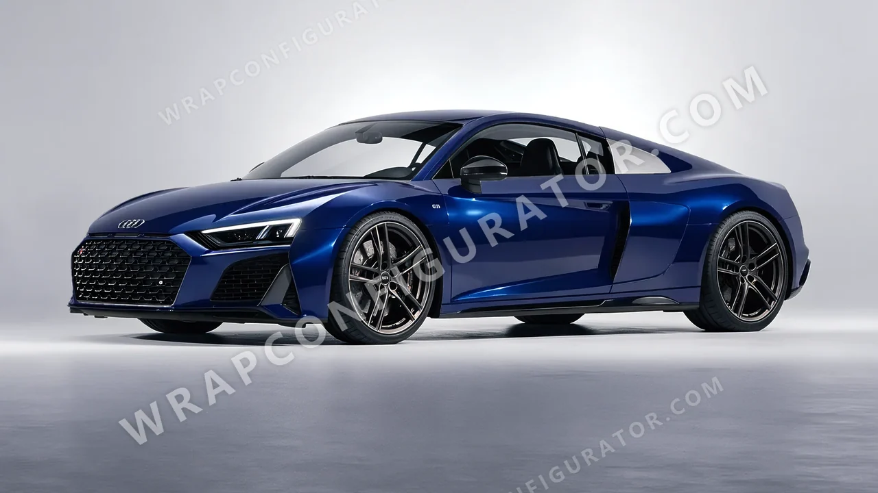 Black Audi R8 2022 wrapped in 3M Gloss Midnight Blue GP272