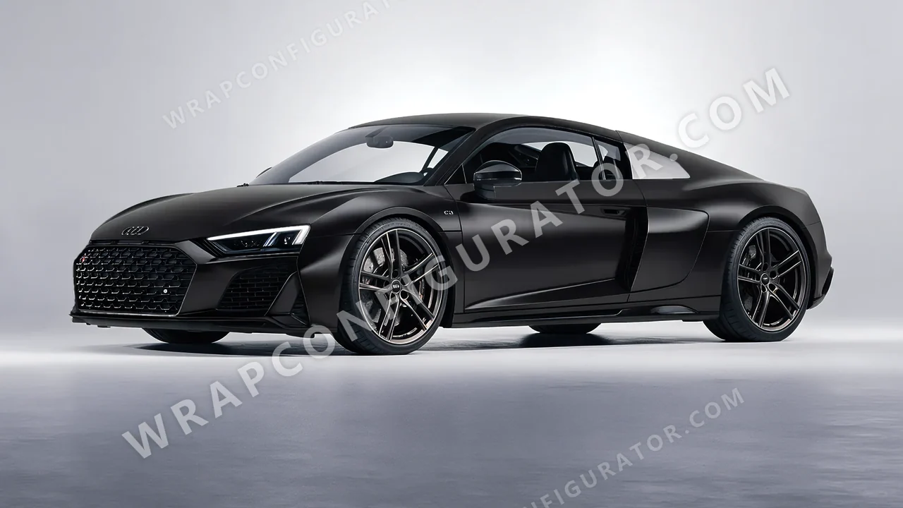 Black Audi R8 2022 wrapped in 3M Satin Black S12