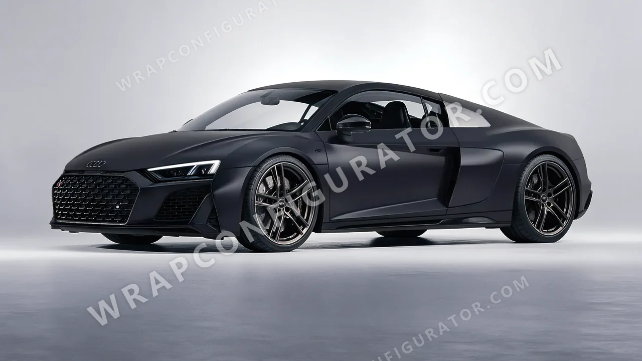 Black Audi R8 2022 wrapped in Avery Dennison Black SW900-180-O