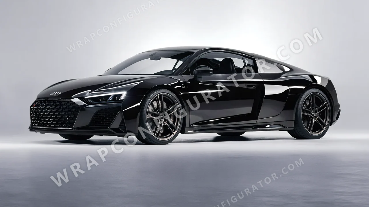 Black Audi R8 2022 wrapped in Inozetek Dynamic PPF Midnight Black DPPF909