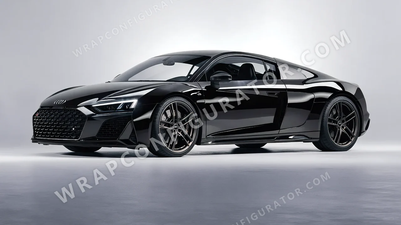 Black Audi R8 2022 wrapped in KPMF Black K88021