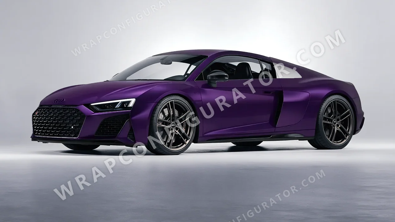 Black Audi R8 2022 wrapped in KPMF Frozen Midnight Purple K75570