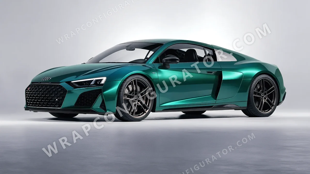 Black Audi R8 2022 wrapped in KPMF Green Black Iridescent K75460