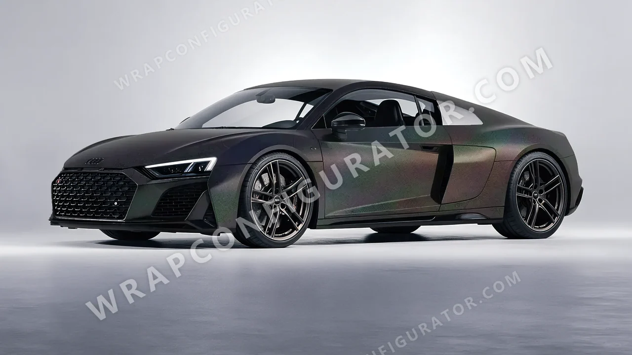 Black Audi R8 2022 wrapped in KPMF Matt Morpheus Black Starlight K75571