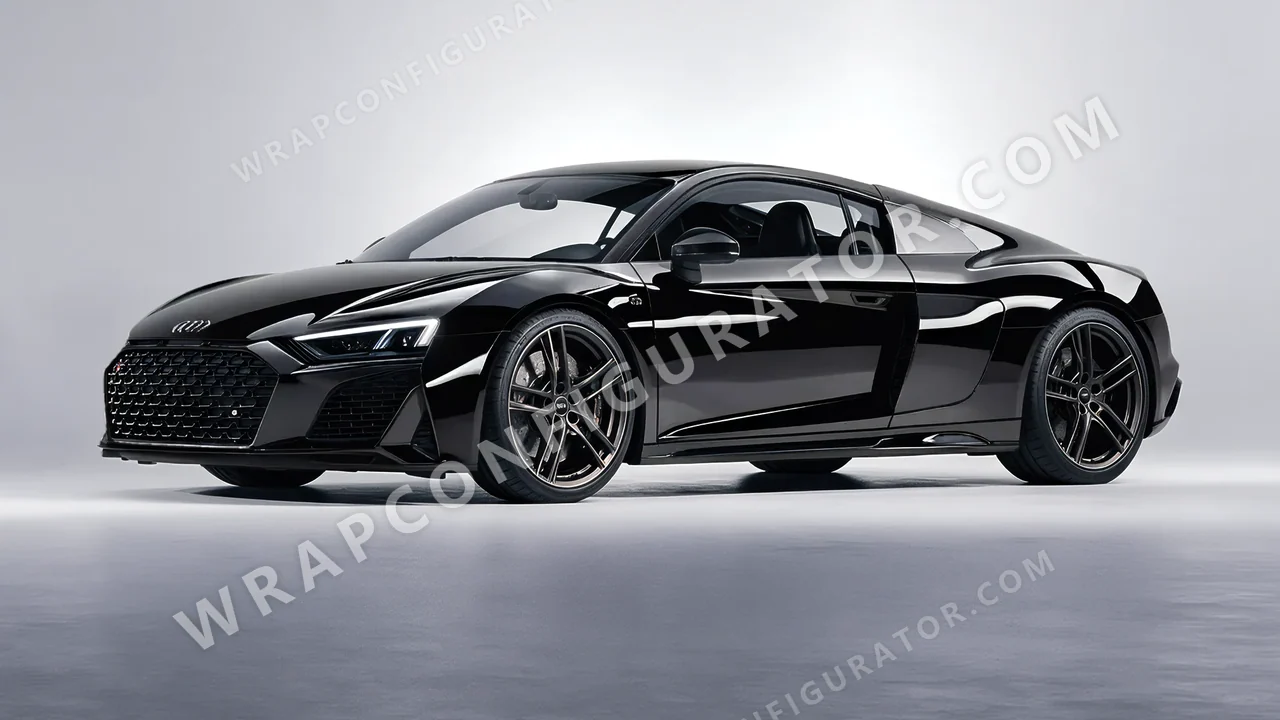 Black Audi R8 2022 wrapped in KPMF Perfect Black K75443