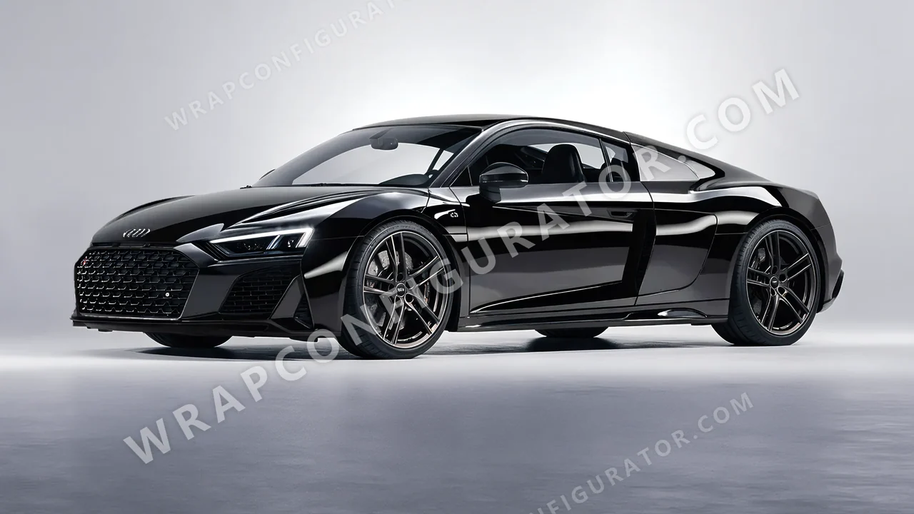 Black Audi R8 2022 wrapped in ORACAL Black 970RA-070G