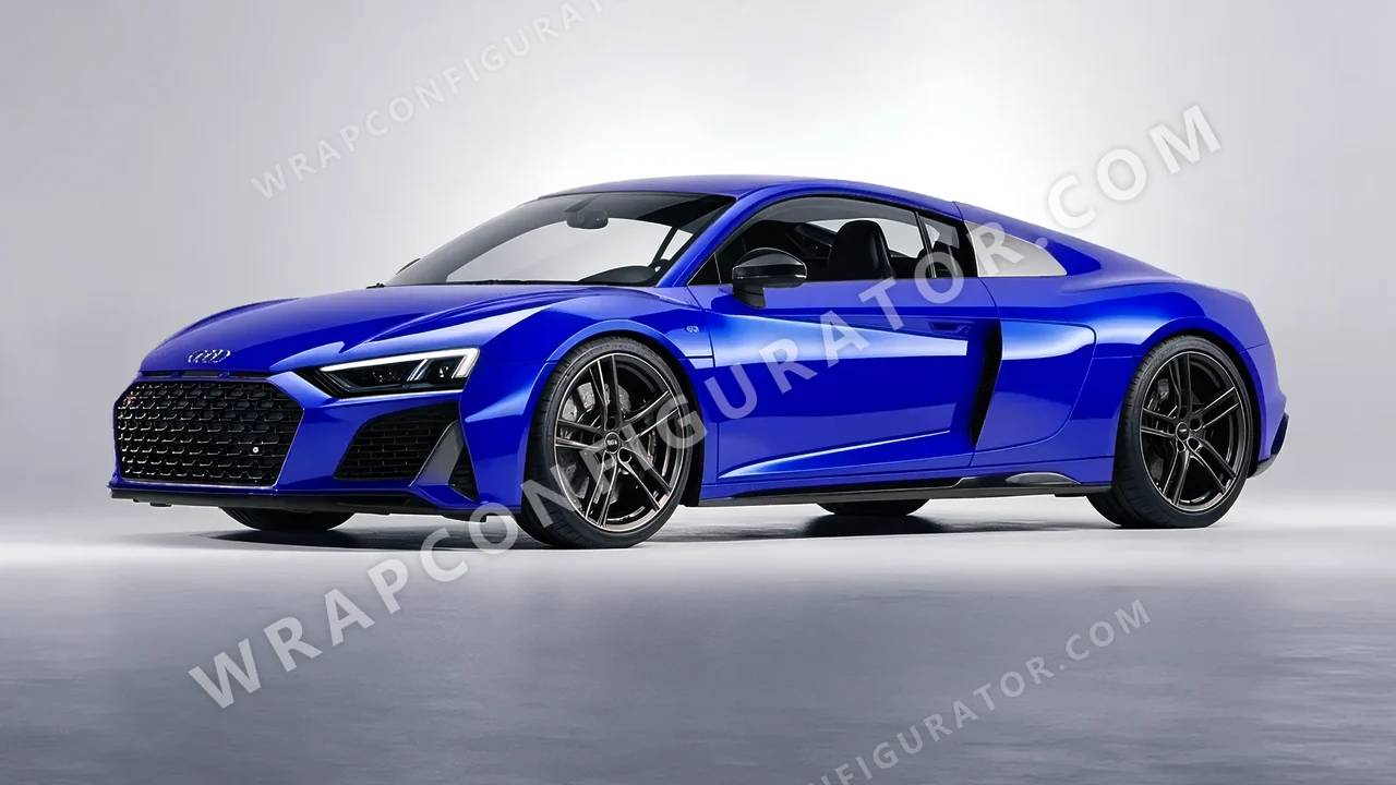 Blue Audi R8 2022 wrapped in 3M Blue Raspberry HG378