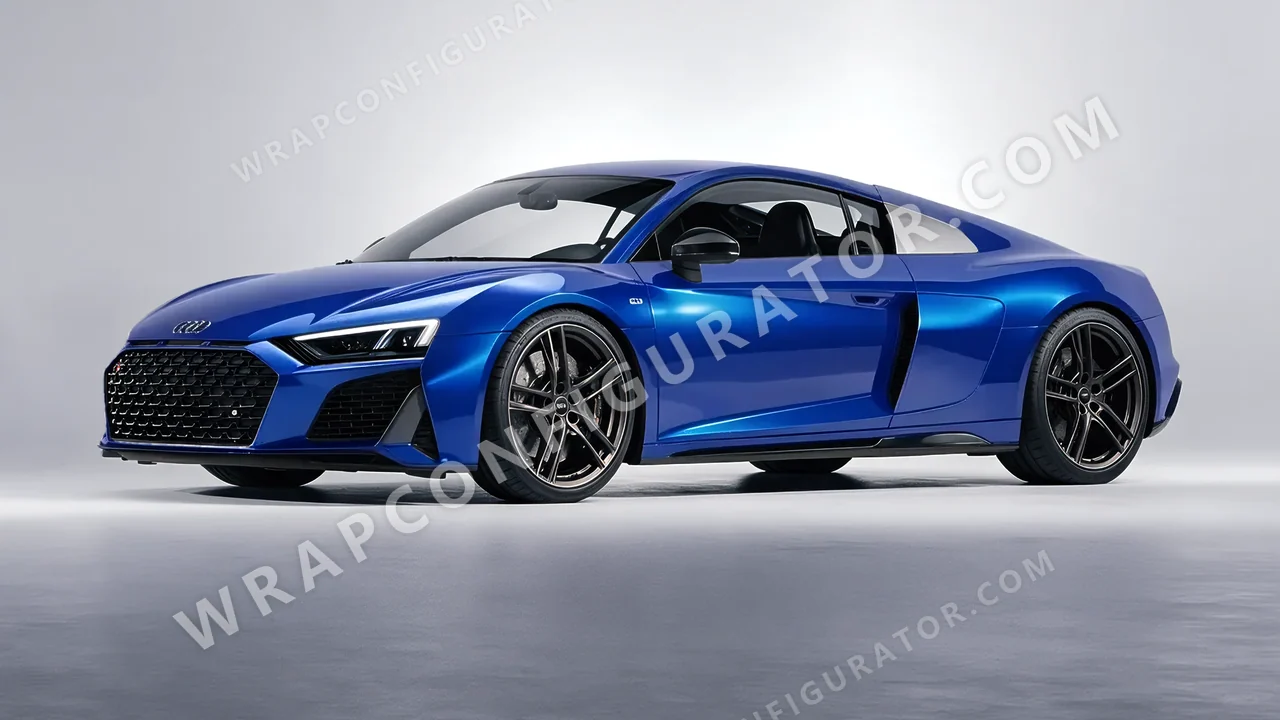 Blue Audi R8 2022 wrapped in 3M Gloss Blue Metallic G227