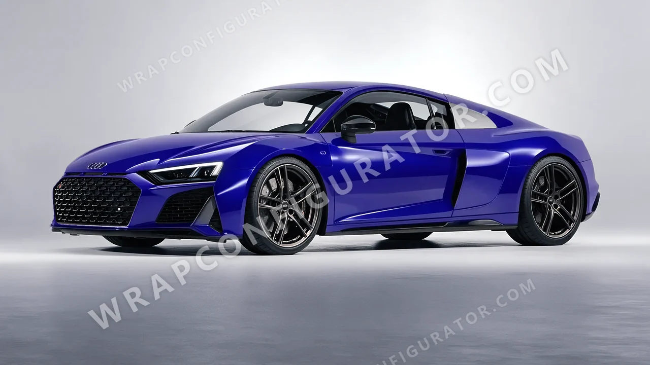 Blue Audi R8 2022 wrapped in 3M Gloss Blue Raspberry G378